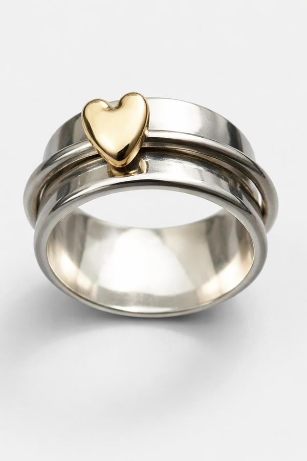 Rosalie - Silberring mit Vintage-Goldherz