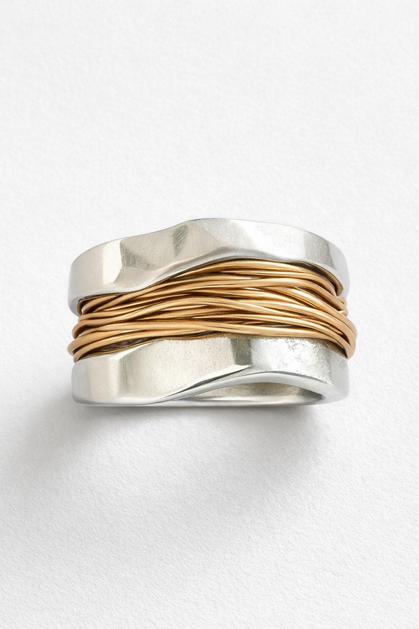 Maria - Silberring mit Goldfäden