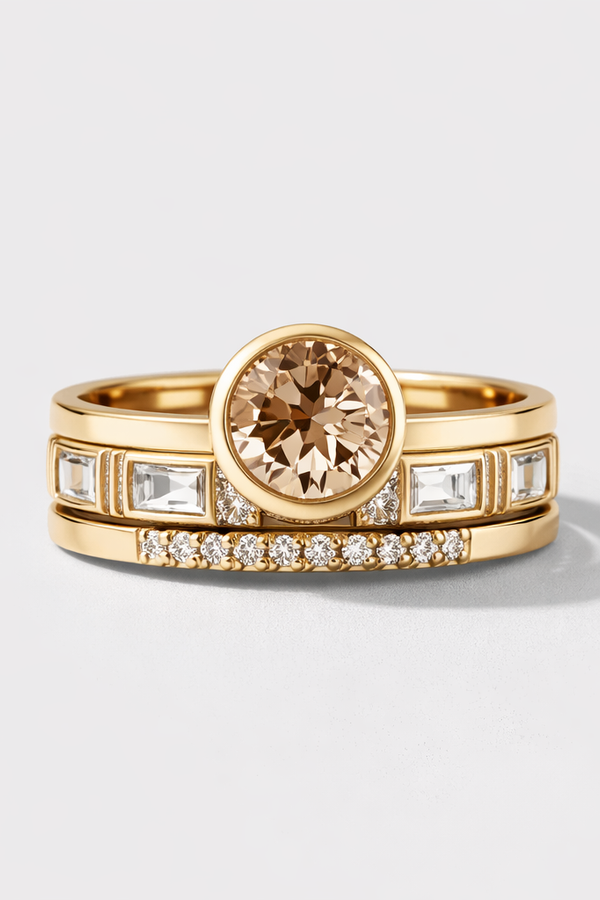 Giulietta - Set aus goldenen Kristallringen