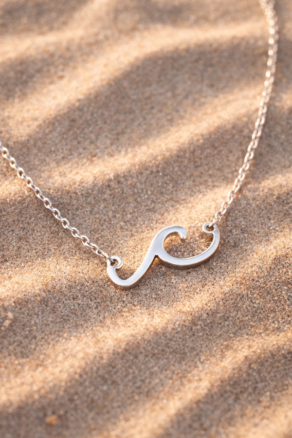 Nevaeh – wave design, minimal, beach-inspired, delicate necklace