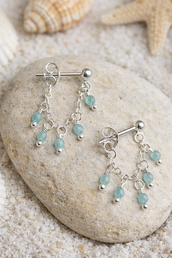 Scarlett – delicate aqua shimmer drops in silver