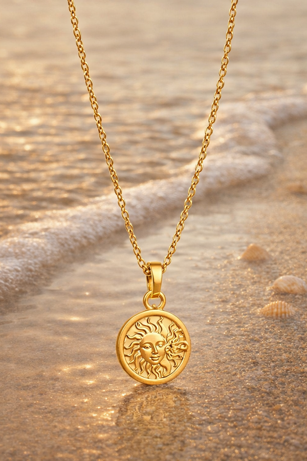 Alexa – golden sun, radiant, minimal, symbolic pendant